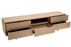 Miliboo Meuble Tv Design-Meuble TV design avec rangements finition bois clair chêne et métal noir L180 cm ALASKA