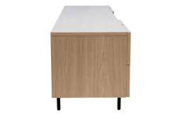 Miliboo Meuble Tv Design-Meuble TV design avec rangements finition bois clair chêne et métal noir L180 cm ALASKA