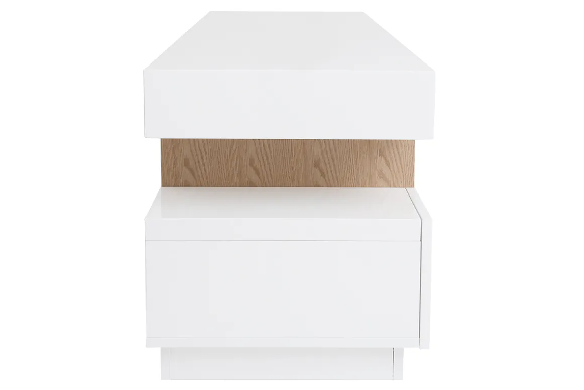 Miliboo Meuble Tv Design-Meuble TV design blanc et bois L200 cm LIVO