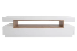 Miliboo Meuble Tv Design-Meuble TV design blanc et bois L200 cm LIVO