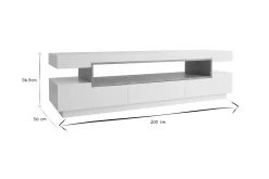 Miliboo Meuble Tv Design-Meuble TV design blanc et bois L200 cm LIVO