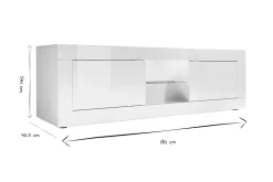 Miliboo Meuble Tv Design-Meuble TV design blanc laqué L180 cm LATTE