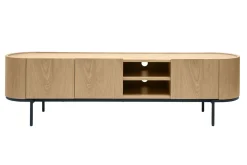 Miliboo Meuble Tv Design-Meuble TV design bois clair et métal noir avec rangements L180 cm SKYE