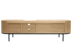 Miliboo Meuble Tv Design-Meuble TV design bois clair et métal noir avec rangements L180 cm SKYE