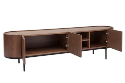 Miliboo Meuble Tv Design-Meuble TV design bois foncé noyer et métal noir avec rangements L180 cm SKYE