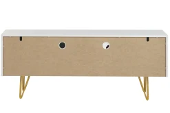 Miliboo Meuble Tv Design-Meuble TV design gravé blanc et métal doré L140 cm OZEN