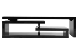 Miliboo Meuble Tv Design-Meuble TV design laqué brillant noir pivotant L255 MAX V2