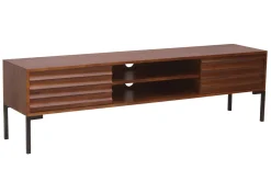 Miliboo Meuble Tv Design-Meuble TV en bois foncé manguier massif et métal noir 2 portes L160 cm ONDA