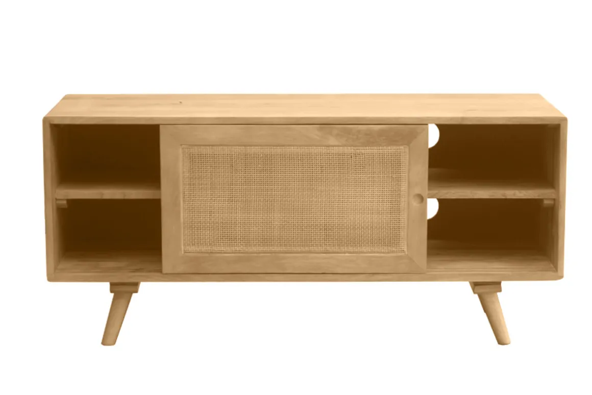 Miliboo Meuble Tv Design-Meuble TV en bois manguier massif et cannage rotin L110 cm ACANGE