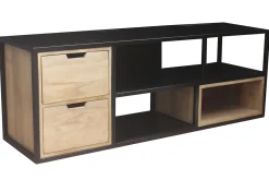 Miliboo Meuble Tv Design-Meuble TV en bois manguier massif et métal noir L140 cm JAIPUR