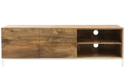 Miliboo Meuble Tv Design-Meuble TV en bois manguier massif et métal blanc 145cm BOHO