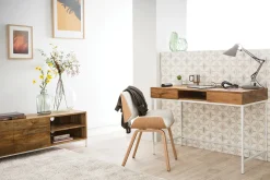 Miliboo Meuble Tv Design-Meuble TV en bois manguier massif et métal blanc 145cm BOHO