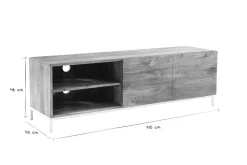 Miliboo Meuble Tv Design-Meuble TV en bois manguier massif et métal blanc 145cm BOHO
