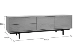 Miliboo Meuble Tv Design-Meuble TV finition bois chêne avec rangements fermés L160 cm MANNY