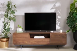 Miliboo Meuble Tv Design-Meuble TV finition bois chêne avec niche ouverte L160 cm MANNY