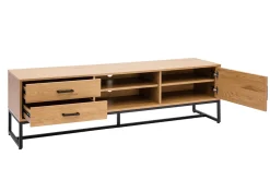 Miliboo Meuble Tv Design-Meuble TV finition bois clair chêne et métal noir L160 cm LOVATO