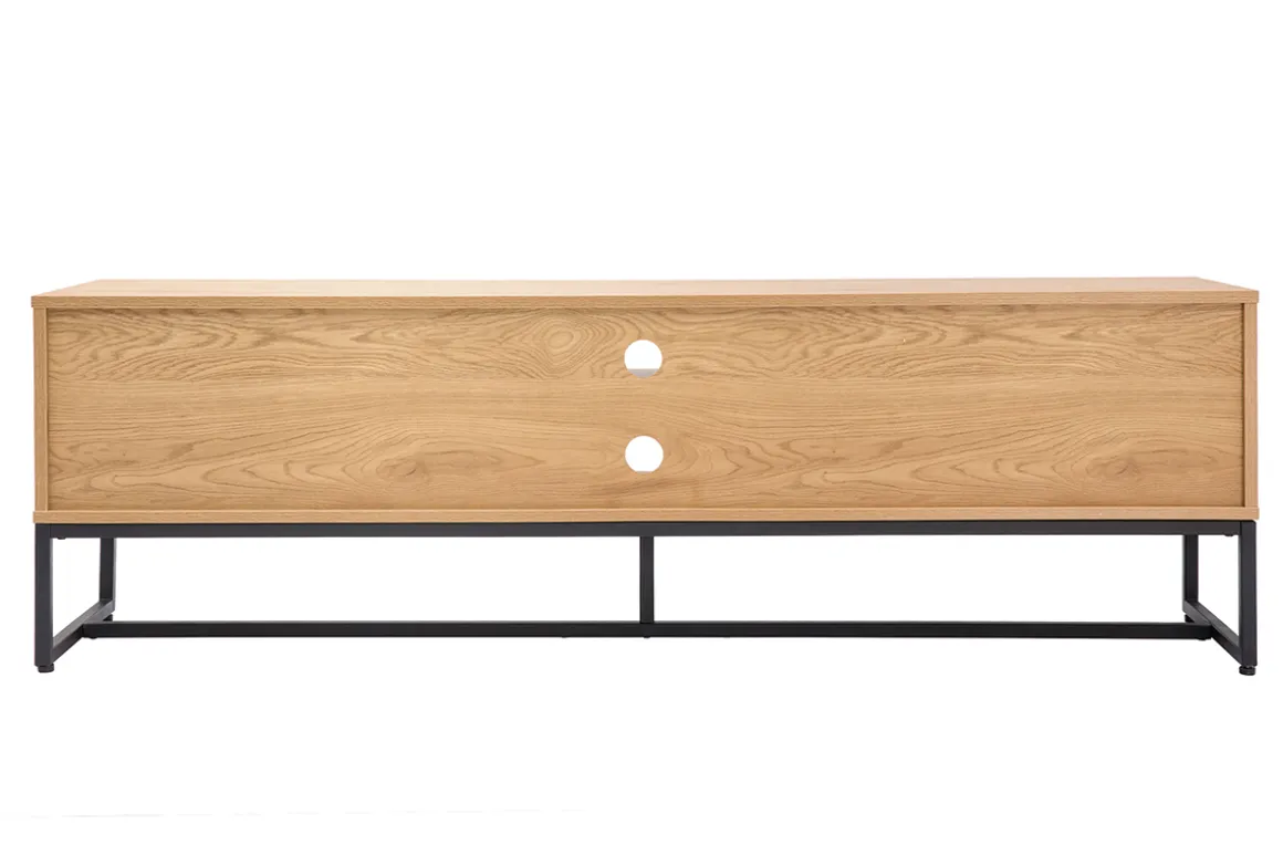 Miliboo Meuble Tv Design-Meuble TV finition bois clair chêne et métal noir L160 cm LOVATO