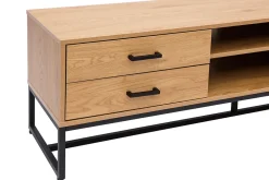 Miliboo Meuble Tv Design-Meuble TV finition bois clair chêne et métal noir L160 cm LOVATO