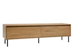 Miliboo Meuble Tv Design-Meuble TV finition bois clair chêne 2 tiroirs L160 cm ARAGON