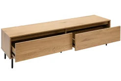 Miliboo Meuble Tv Design-Meuble TV finition bois clair chêne 2 tiroirs L160 cm ARAGON