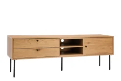 Miliboo Meuble Tv Design-Meuble TV finition en bois clair chêne et métal noir L160 cm PERNELLE