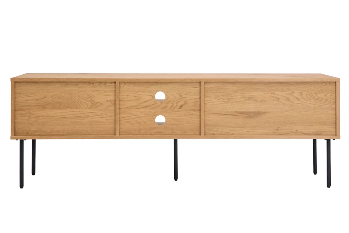 Miliboo Meuble Tv Design-Meuble TV finition en bois clair chêne et métal noir L160 cm PERNELLE