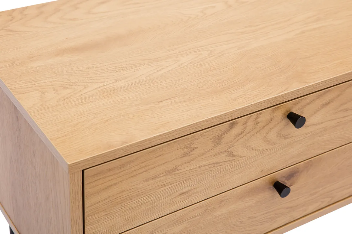 Miliboo Meuble Tv Design-Meuble TV finition en bois clair chêne et métal noir L160 cm PERNELLE