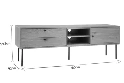 Miliboo Meuble Tv Design-Meuble TV finition en bois clair chêne et métal noir L160 cm PERNELLE