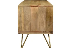 Miliboo Meuble Tv Design-Meuble TV gravé en bois manguier massif et métal L130 LINIUM