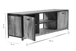 Miliboo Meuble Tv Design-Meuble TV industriel en bois manguier massif L178 cm INDUSTRIA