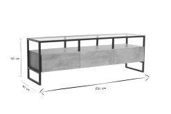 Miliboo Meuble Tv Design-Meuble TV rectangulaire avec rangements en bois manguier massif, verre et métal noir L150 cm DIYA