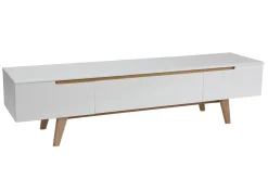 Miliboo Meuble Tv Design-Meuble TV scandinave blanc brillant et bois L180 cm MELKA