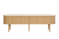 Miliboo Meuble Tv Design-Meuble TV vintage bois clair chêne avec rangements 2 portes coulissantes L180 cm EPIC