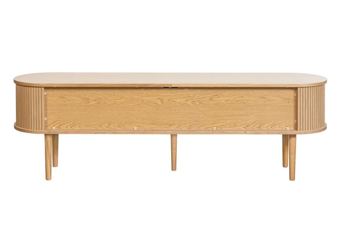 Miliboo Meuble Tv Design-Meuble TV vintage bois clair chêne avec rangements 2 portes coulissantes L180 cm EPIC