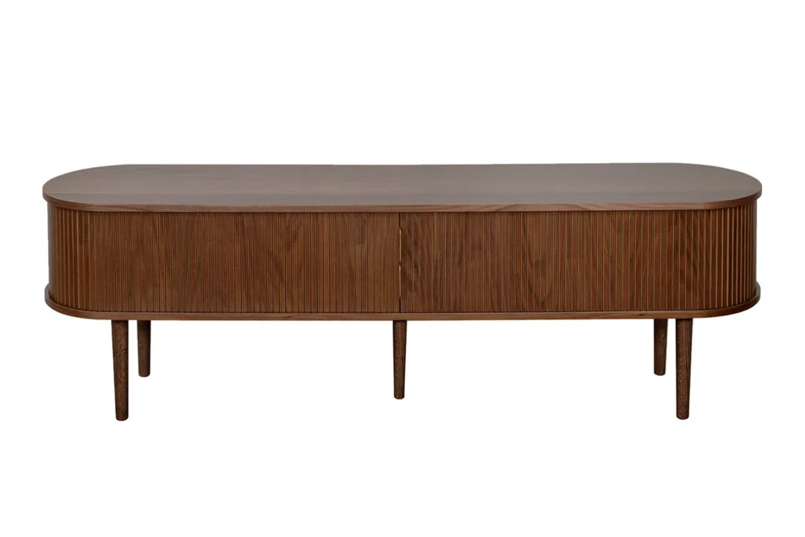 Miliboo Meuble Tv Design-Meuble TV vintage bois foncé noyer avec rangements 2 portes coulissantes L180 cm EPIC