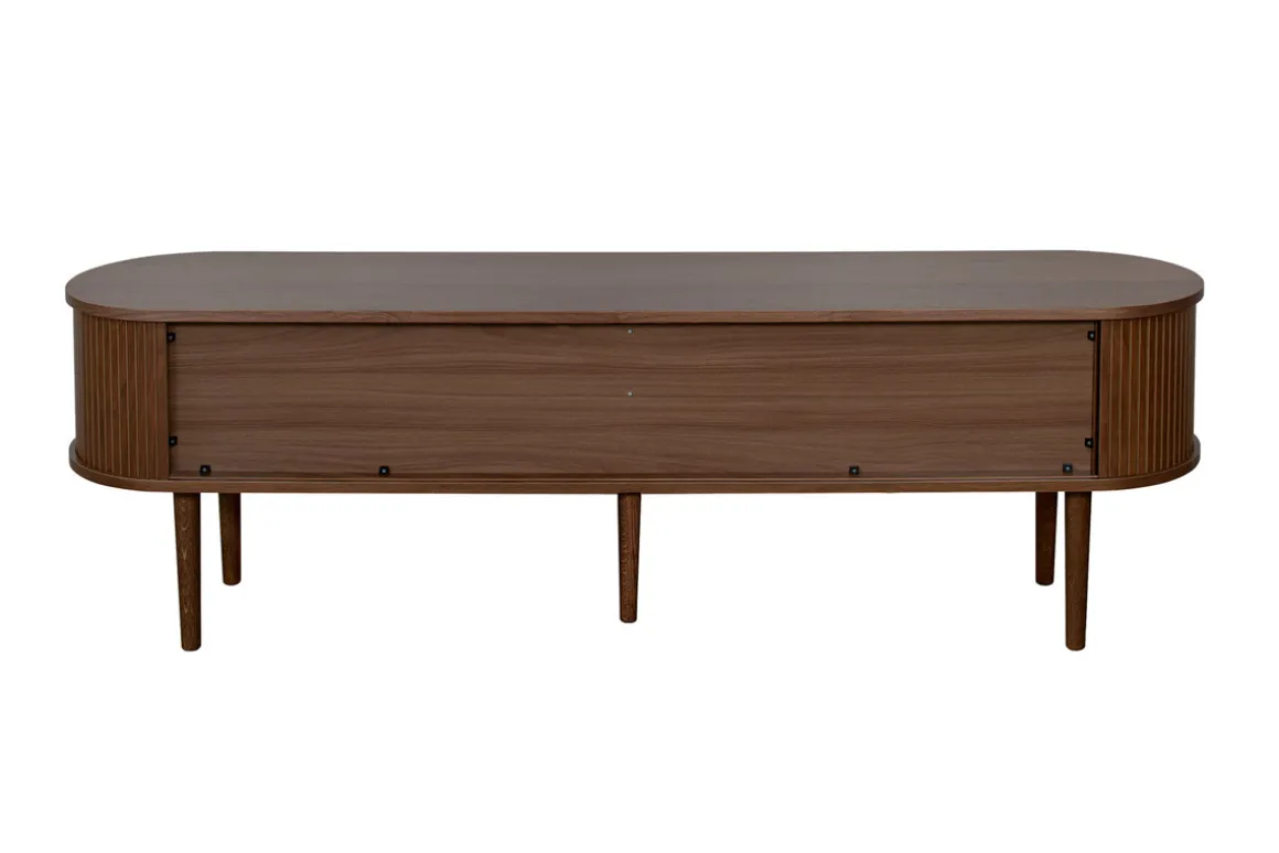 Miliboo Meuble Tv Design-Meuble TV vintage bois foncé noyer avec rangements 2 portes coulissantes L180 cm EPIC