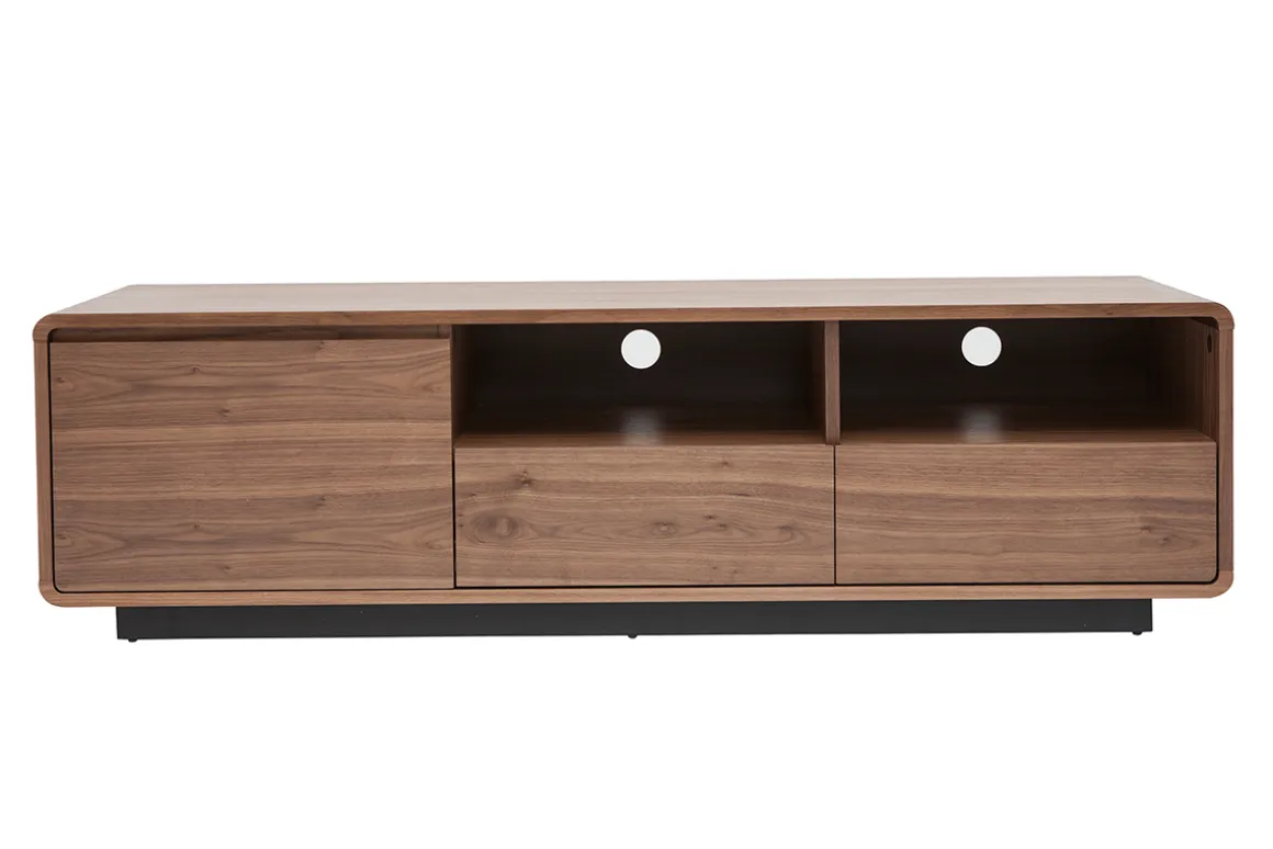 Miliboo Meuble Tv Design-Meuble TV vintage en bois foncé noyer et métal noir L160 cm JAKO