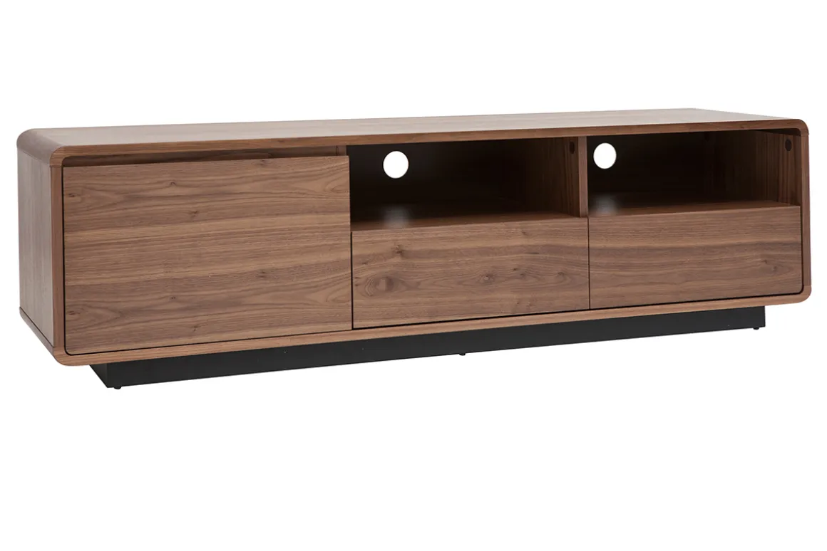Miliboo Meuble Tv Design-Meuble TV vintage en bois foncé noyer et métal noir L160 cm JAKO