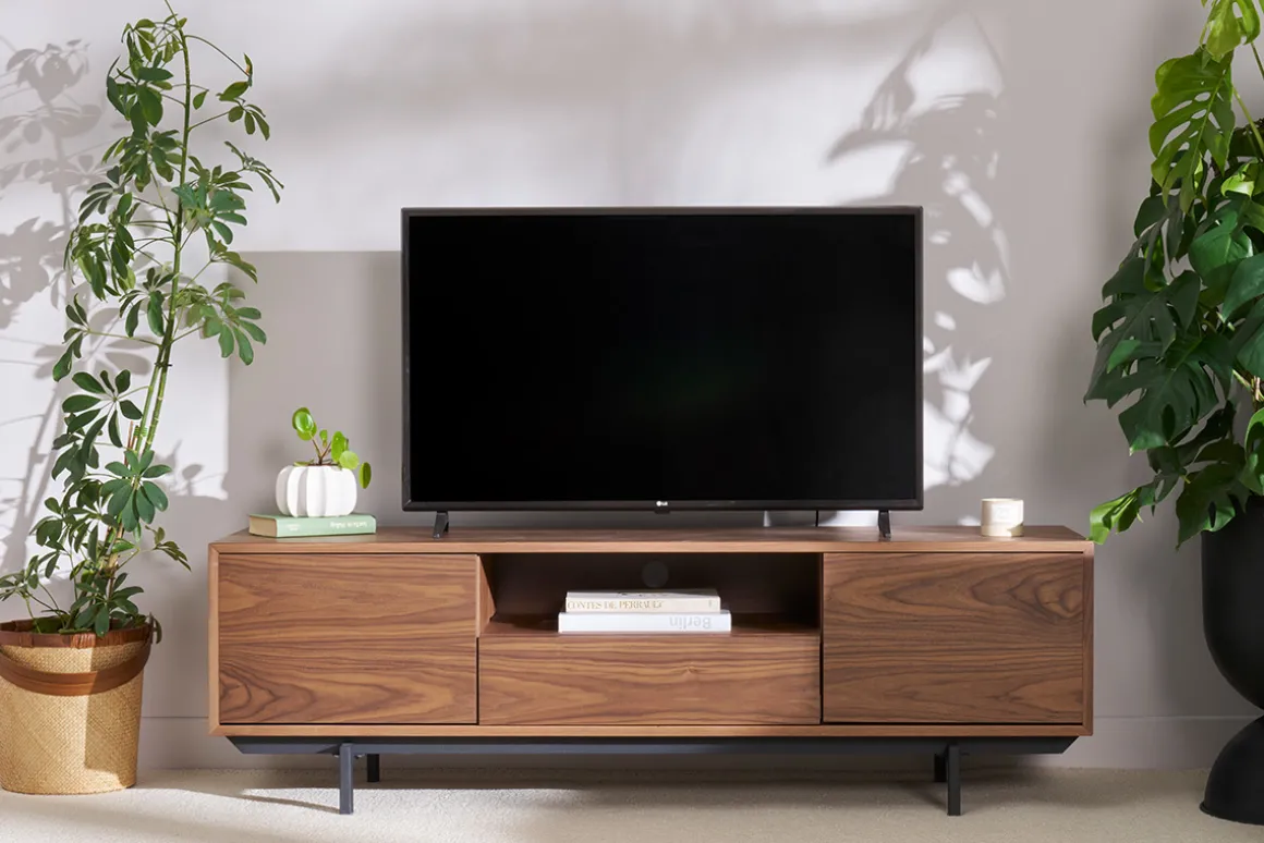 Miliboo Meuble Tv Design-Meuble TV vintage en bois foncé niche ouverte L160 cm MANNY