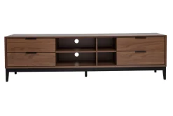 Miliboo Meuble Tv Design-Meuble TV vintage finition bois foncé noyer et métal noir avec rangements L180 cm SARTO