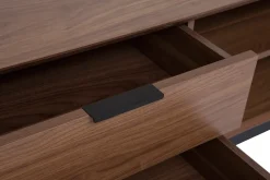 Miliboo Meuble Tv Design-Meuble TV vintage finition bois foncé noyer et métal noir avec rangements L180 cm SARTO