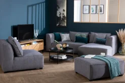 Miliboo Canapé D'angle|Voir Tous Les Canapés-Module d'angle gauche pour canapé en tissu gris clair PLURIEL