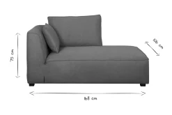 Miliboo Canapé D'angle|Voir Tous Les Canapés-Méridienne angle gauche en tissu gris clair PLURIEL