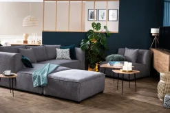 Miliboo Canapé D'angle|Voir Tous Les Canapés-Méridienne angle gauche en tissu gris clair PLURIEL