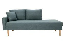 Miliboo Canapé Design|Voir Tous Les Canapés-Méridienne scandinave en tissu vert de gris et bois clair massif L190 cm BERTILLE