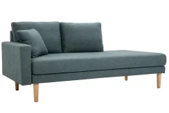 Miliboo Canapé Design|Voir Tous Les Canapés-Méridienne scandinave en tissu vert de gris et bois clair massif L190 cm BERTILLE