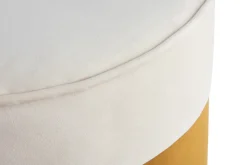 Miliboo Pouf|Pouf-Pouf design bicolore en tissu velours blanc crème et jaune cumin D40 cm DAISY