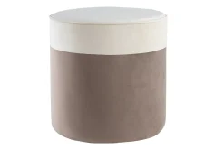 Miliboo Pouf|Pouf-Pouf design bicolore en tissu velours blanc crème et taupe D40 cm DAISY