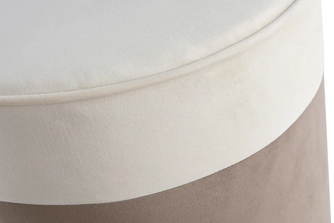 Miliboo Pouf|Pouf-Pouf design bicolore en tissu velours blanc crème et taupe D40 cm DAISY