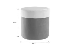 Miliboo Pouf|Pouf-Pouf design bicolore en tissu velours blanc crème et taupe D40 cm DAISY